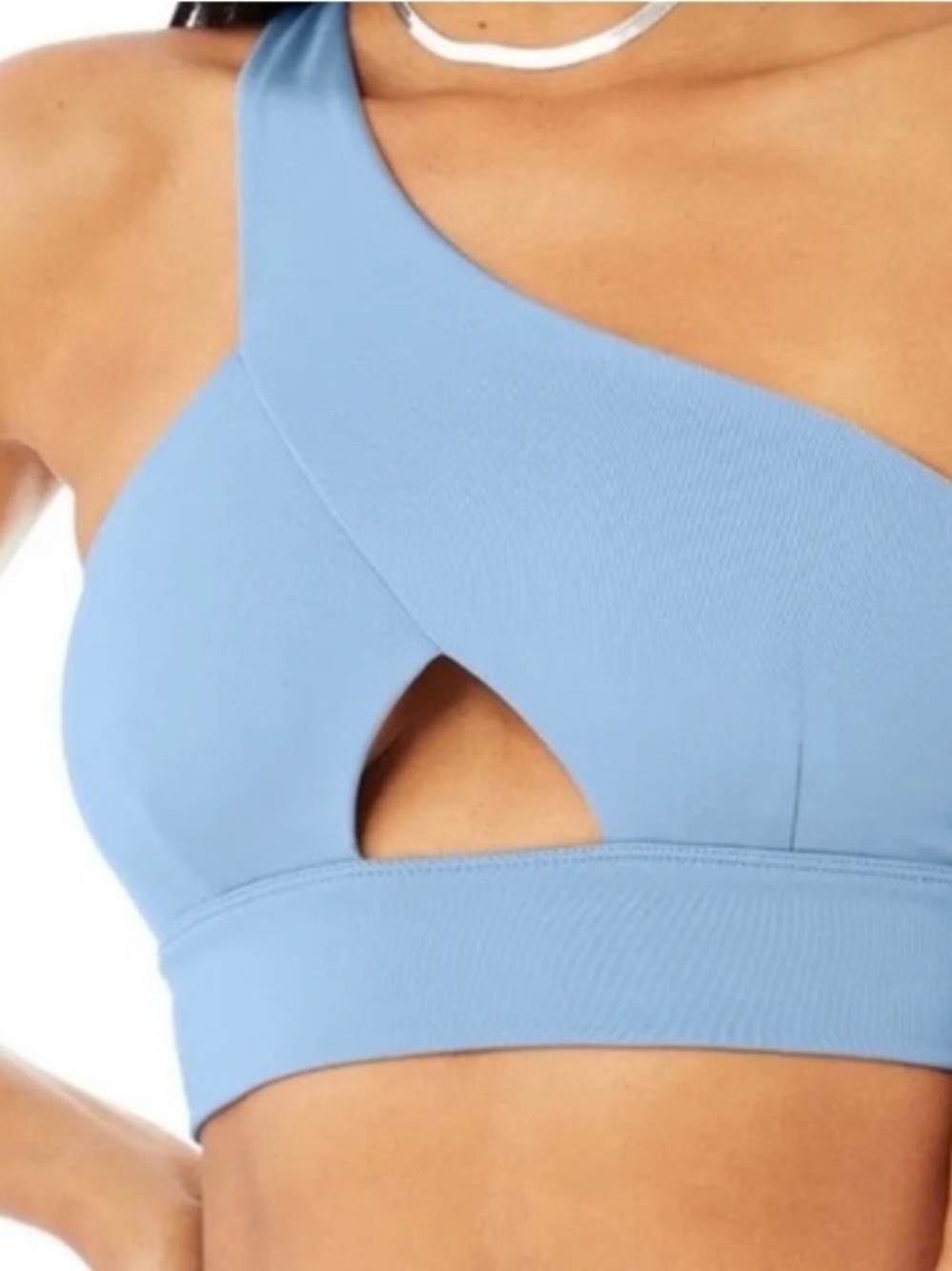 ALO Yoga💎 Light Blue One-Shoulder Cutout Sports Bralette